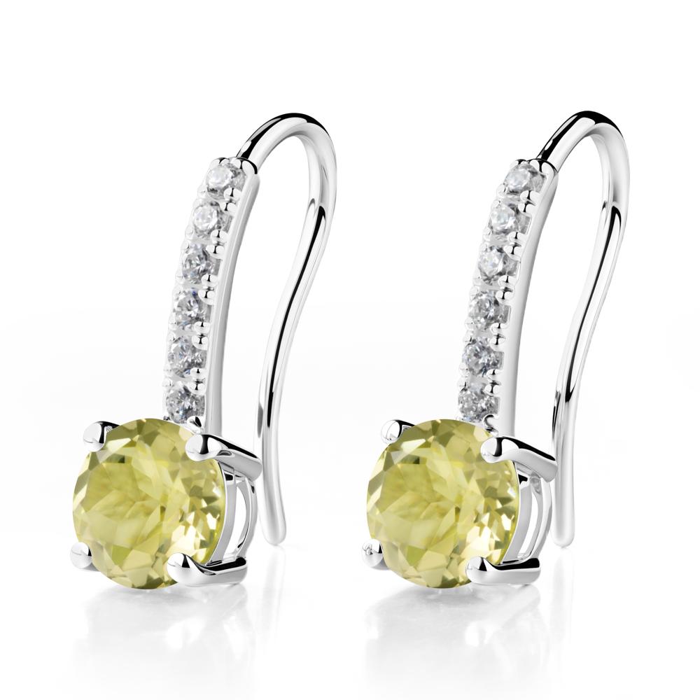 Simple Round Lemon Quartz Dangle Earrings - LUO Jewelry #metal_sterling silver