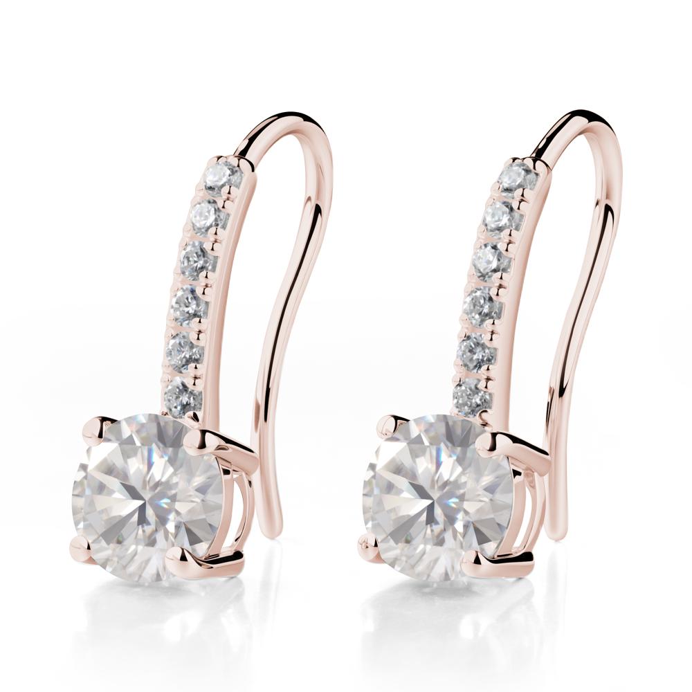 Simple Round Moissanite Dangle Earrings - LUO Jewelry #metal_14k rose gold