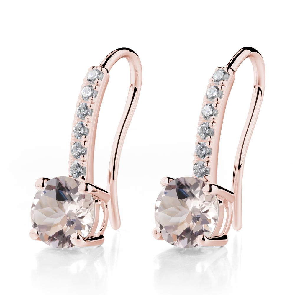 Simple Round Morganite Dangle Earrings - LUO Jewelry #metal_18k rose gold