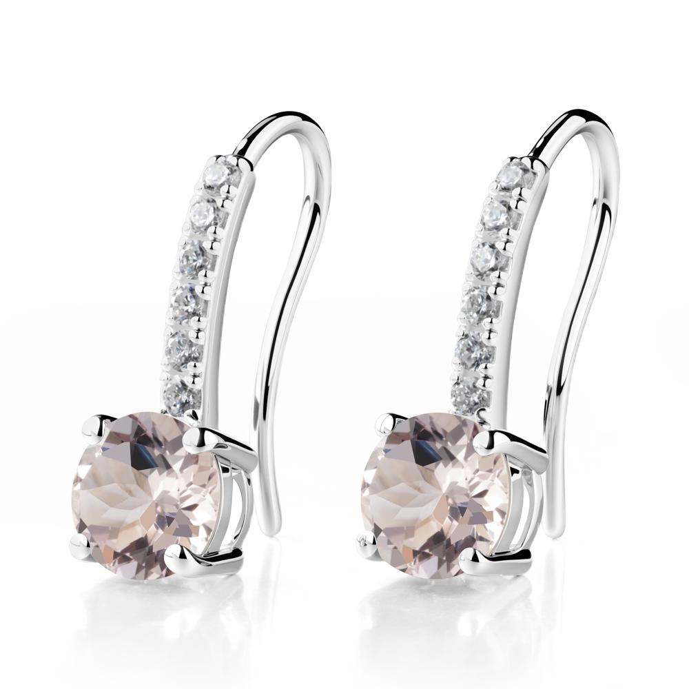 Simple Round Morganite Dangle Earrings - LUO Jewelry #metal_sterling silver