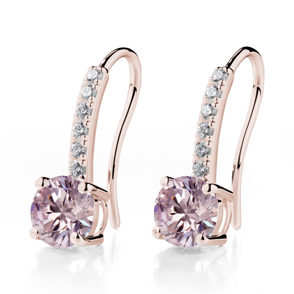 Simple Round Pink Cubic Zirconia Dangle Earrings - LUO Jewelry #metal_14k rose gold