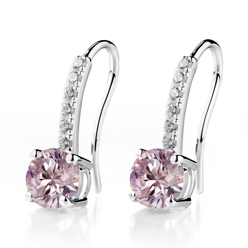 Simple Round Pink Cubic Zirconia Dangle Earrings - LUO Jewelry #metal_sterling silver
