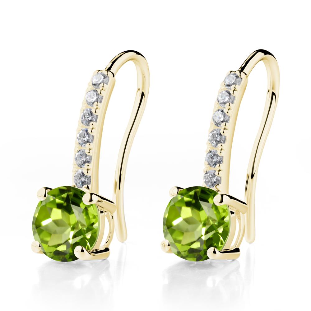 Simple Round Peridot Dangle Earrings - LUO Jewelry #metal_18k yellow gold