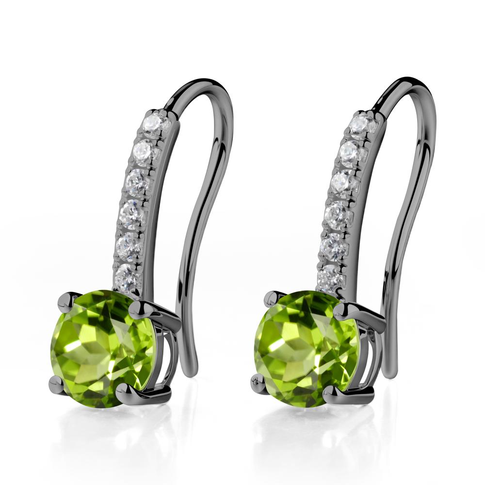 Simple Round Peridot Dangle Earrings - LUO Jewelry #metal_black finish sterling silver