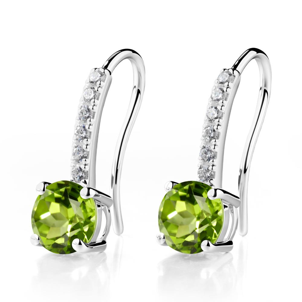 Simple Round Peridot Dangle Earrings - LUO Jewelry #metal_sterling silver