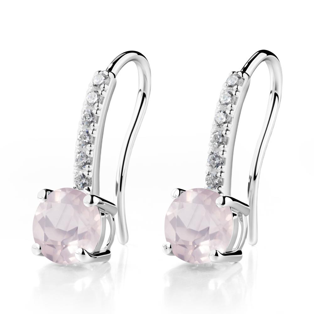 Simple Round Rose Quartz Dangle Earrings - LUO Jewelry #metal_sterling silver