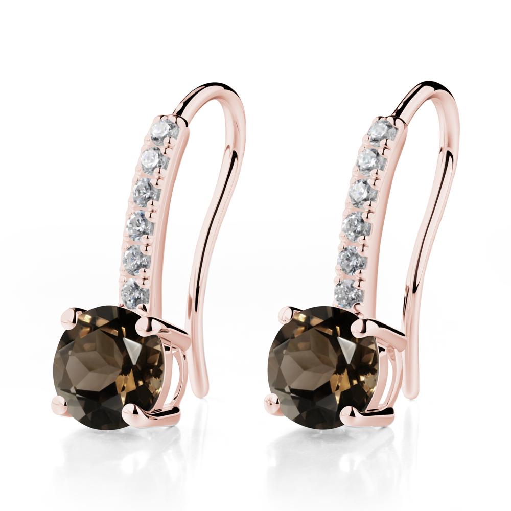 Simple Round Smoky Quartz Dangle Earrings - LUO Jewelry #metal_18k rose gold