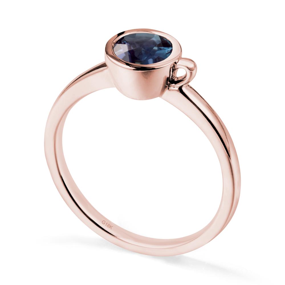 Unique Bezel Solitaire Alexandrite Ring - LUO Jewelry #metal_18k rose gold