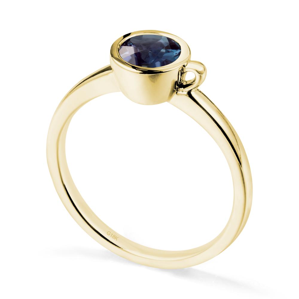 Unique Bezel Solitaire Alexandrite Ring - LUO Jewelry #metal_18k yellow gold