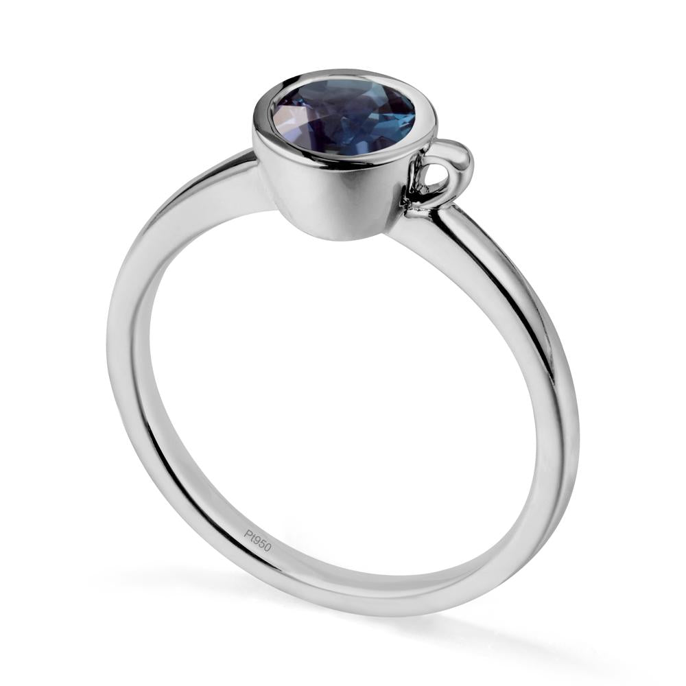 Unique Bezel Solitaire Alexandrite Ring - LUO Jewelry #metal_platinum