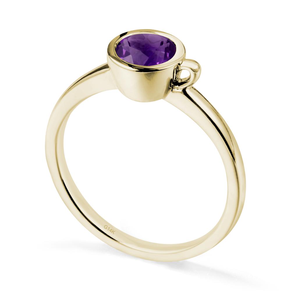 Creative Coffee Cup Inspired Amethyst Ring - LUO Jewelry #metal_14k yellow gold