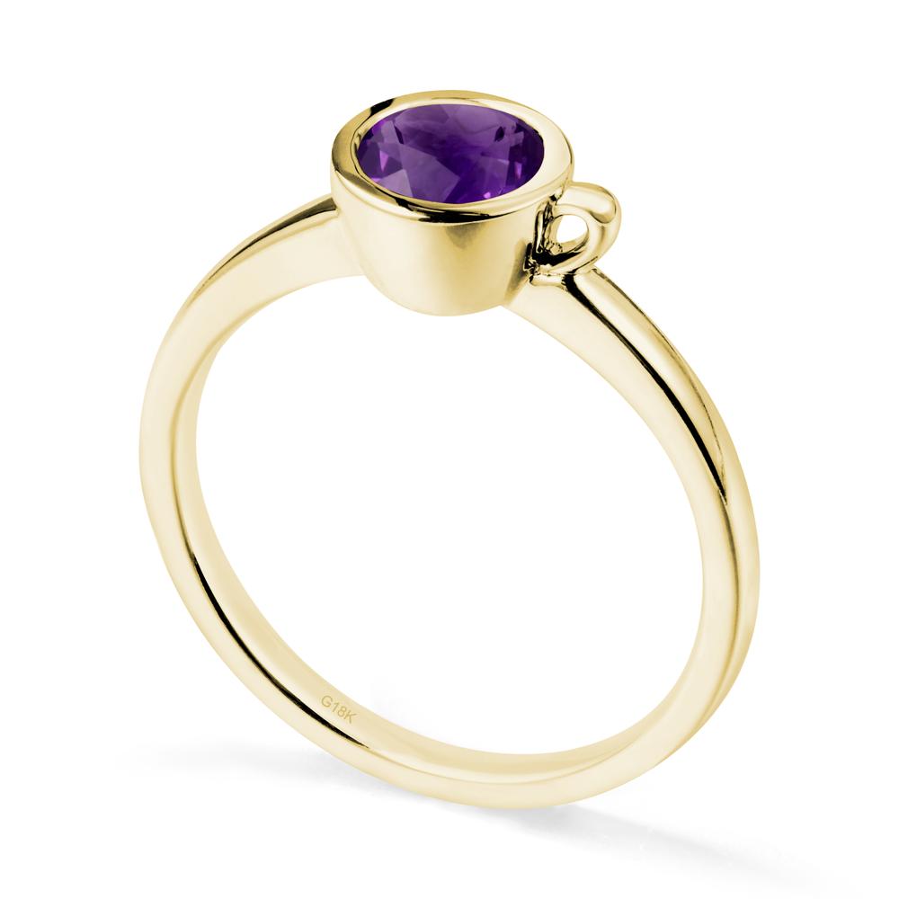 Creative Coffee Cup Inspired Amethyst Ring - LUO Jewelry #metal_18k yellow gold