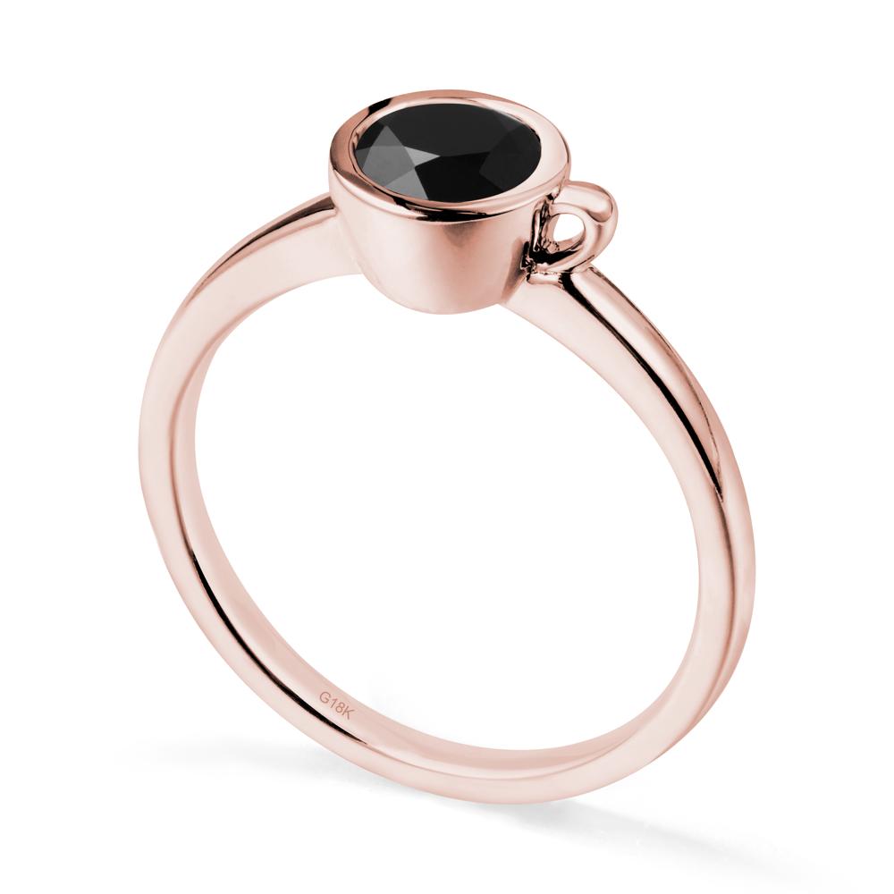Unique Bezel Solitaire Black Spinel Ring - LUO Jewelry #metal_18k rose gold