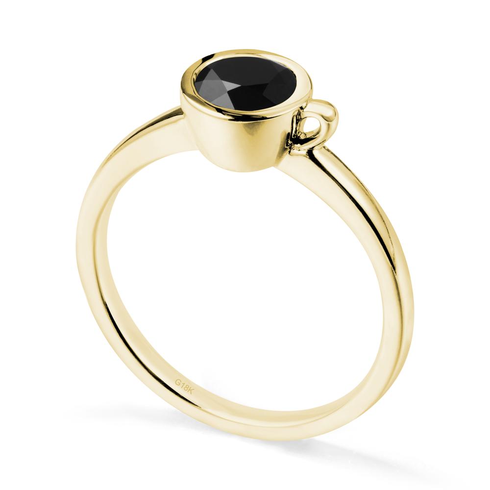 Unique Bezel Solitaire Black Spinel Ring - LUO Jewelry #metal_18k yellow gold