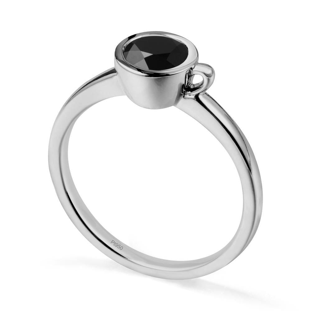 Unique Bezel Solitaire Black Spinel Ring - LUO Jewelry #metal_platinum