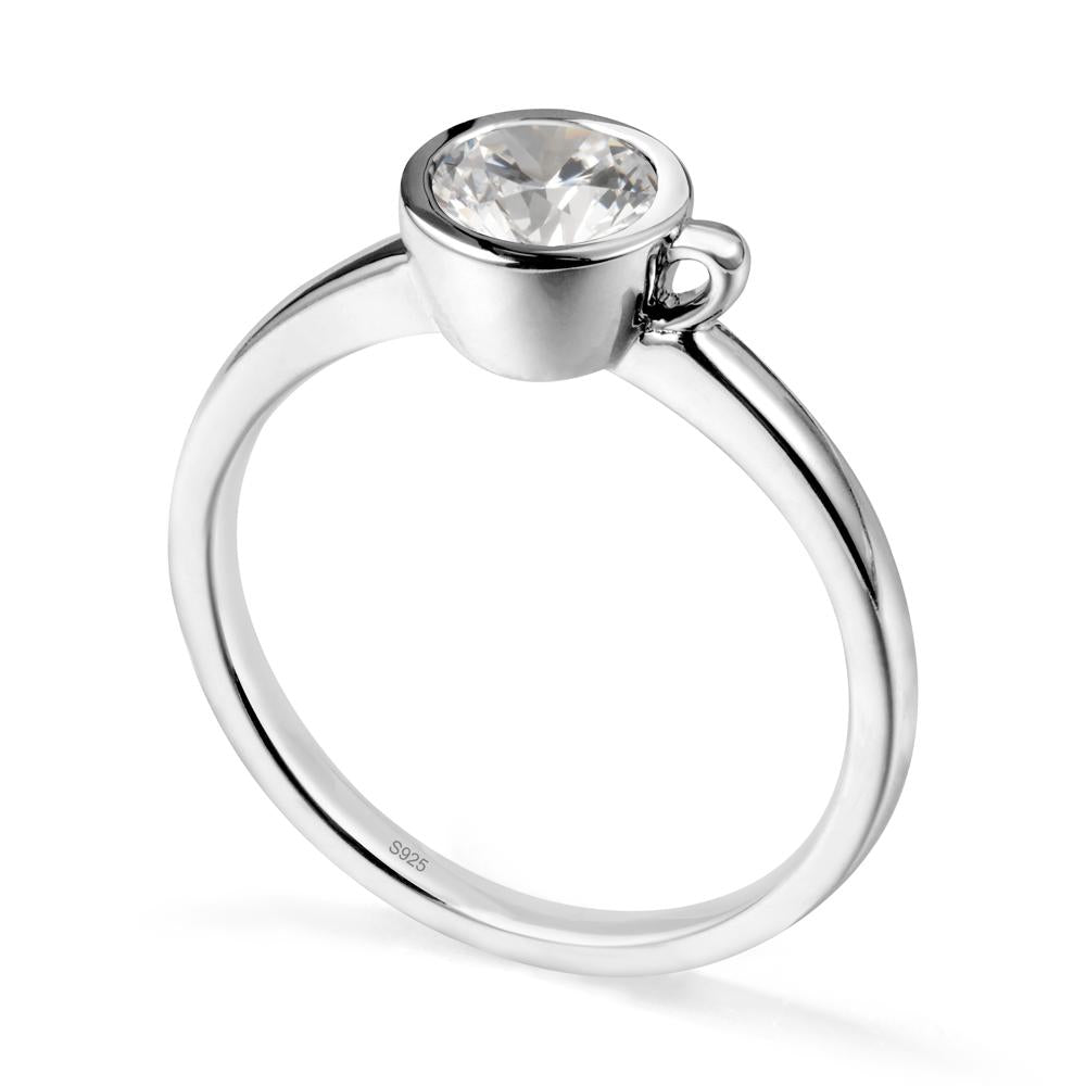Unique Bezel Solitaire Cubic Zirconia Ring - LUO Jewelry #metal_sterling silver