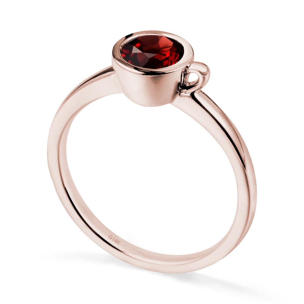 Unique Bezel Solitaire Garnet Ring - LUO Jewelry #metal_14k rose gold