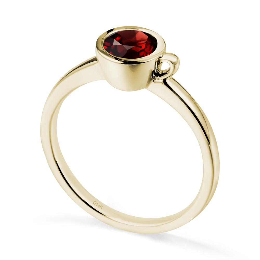 Unique Bezel Solitaire Garnet Ring - LUO Jewelry #metal_14k yellow gold