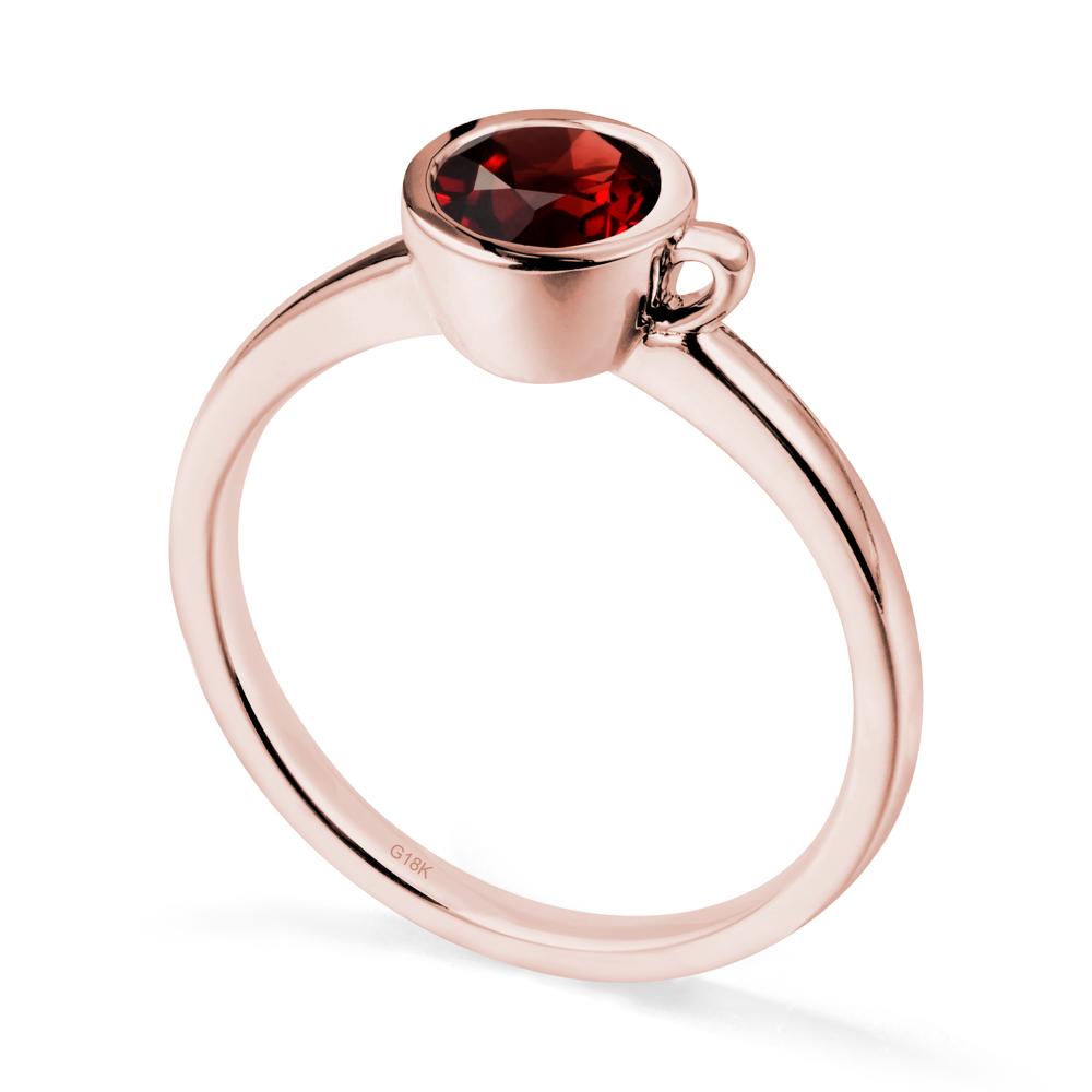 Unique Bezel Solitaire Garnet Ring - LUO Jewelry #metal_18k rose gold