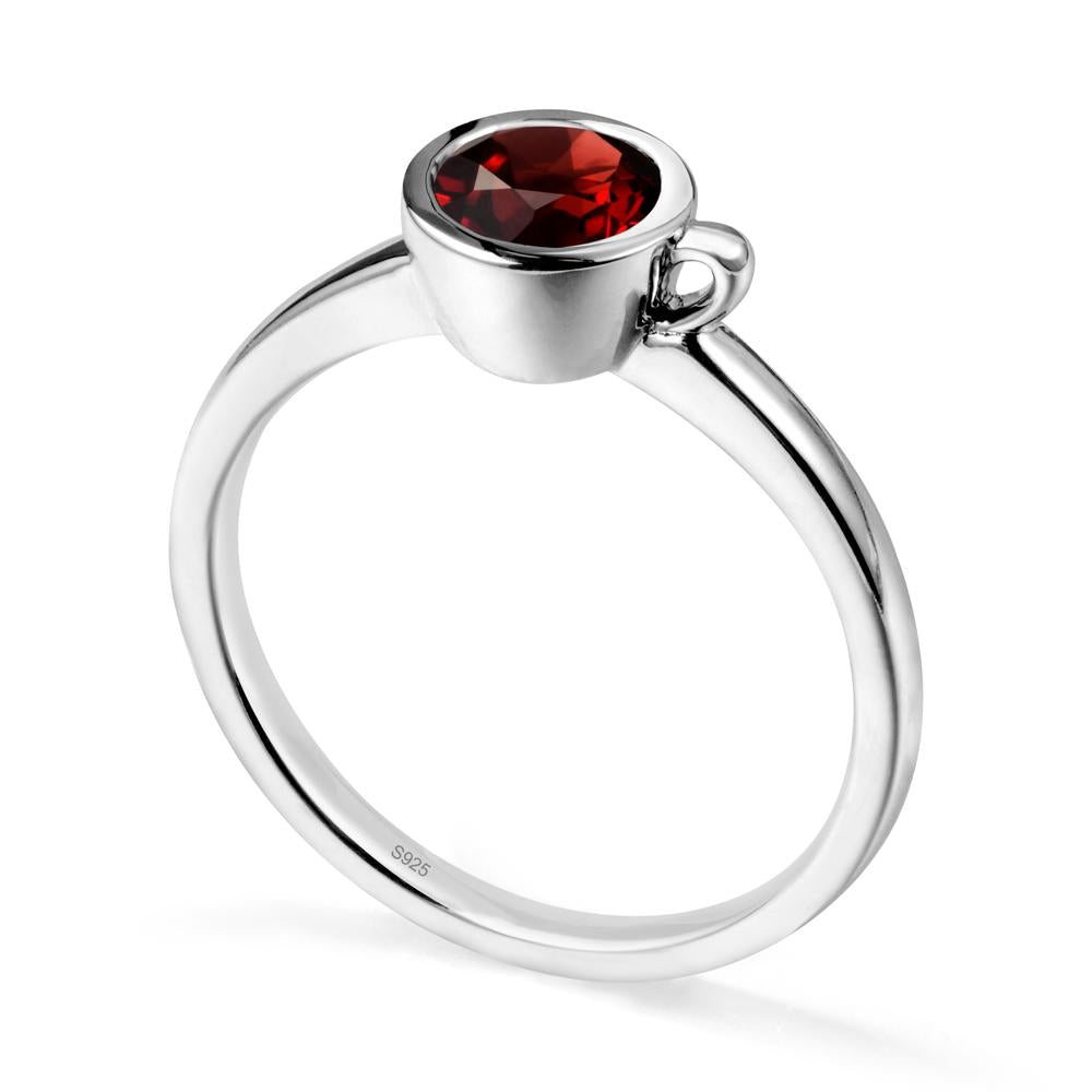 Unique Bezel Solitaire Garnet Ring - LUO Jewelry #metal_sterling silver