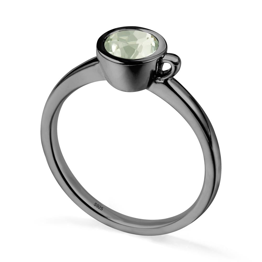 Creative Coffee Cup Inspired Green Amethyst Ring - LUO Jewelry #metal_black finish sterling silver