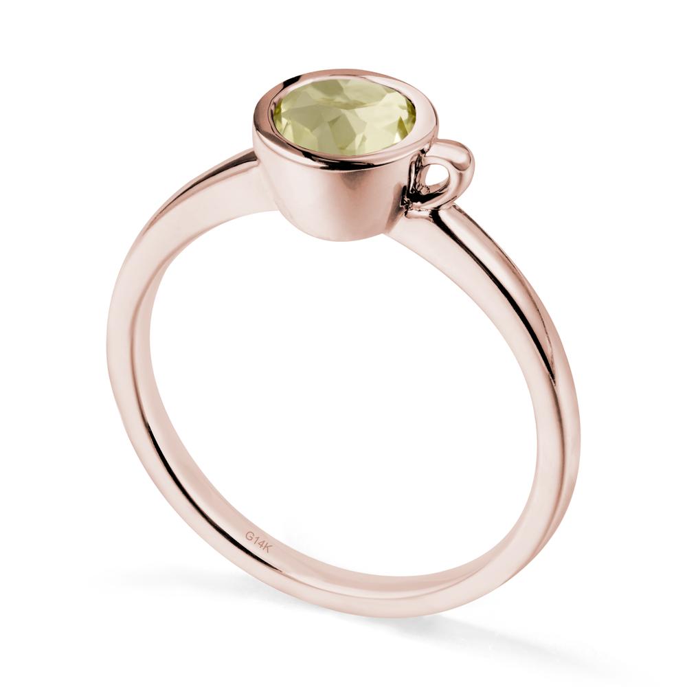 Unique Bezel Solitaire Lemon Quartz Ring - LUO Jewelry #metal_14k rose gold