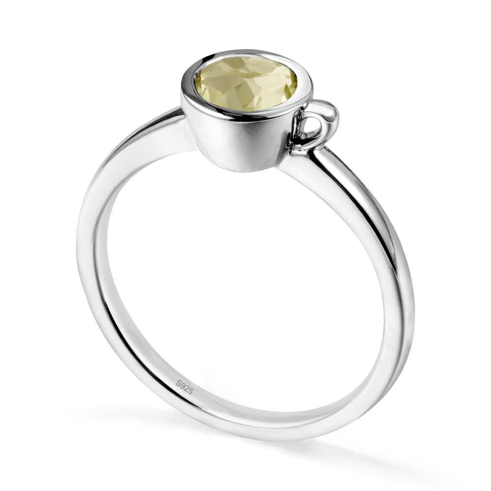 Unique Bezel Solitaire Lemon Quartz Ring - LUO Jewelry #metal_sterling silver