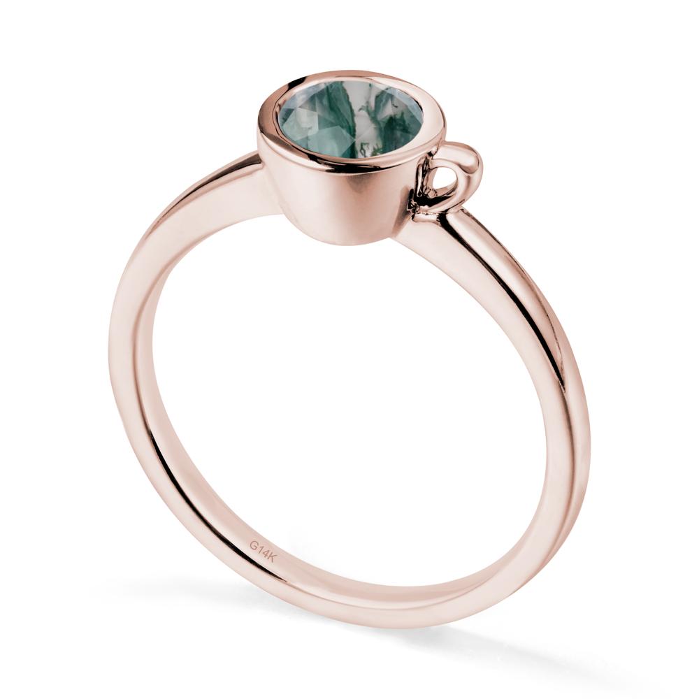 Unique Bezel Solitaire Moss Agate Ring - LUO Jewelry #metal_14k rose gold
