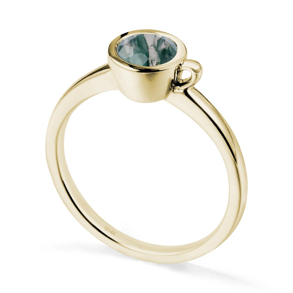 Unique Bezel Solitaire Moss Agate Ring - LUO Jewelry #metal_14k yellow gold