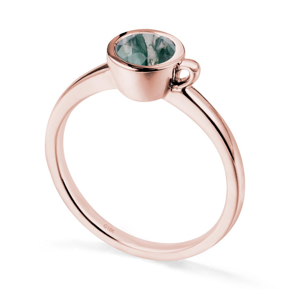 Unique Bezel Solitaire Moss Agate Ring - LUO Jewelry #metal_18k rose gold
