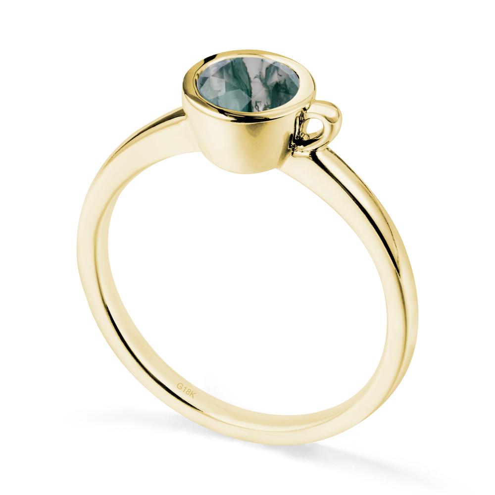 Unique Bezel Solitaire Moss Agate Ring - LUO Jewelry #metal_18k yellow gold