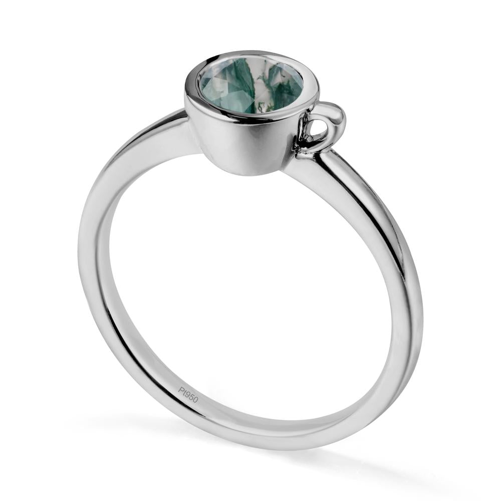 Unique Bezel Solitaire Moss Agate Ring - LUO Jewelry #metal_platinum