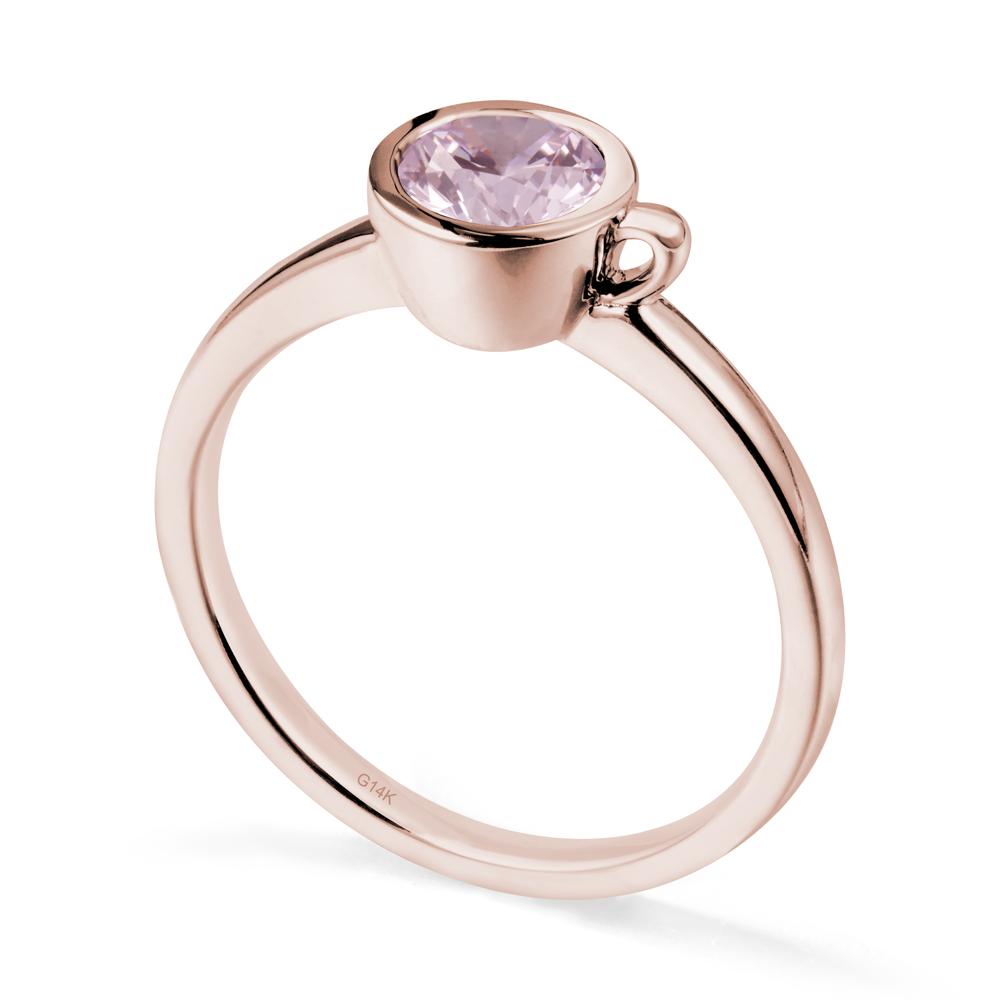 Unique Bezel Solitaire Pink Cubic Zirconia Ring - LUO Jewelry #metal_14k rose gold