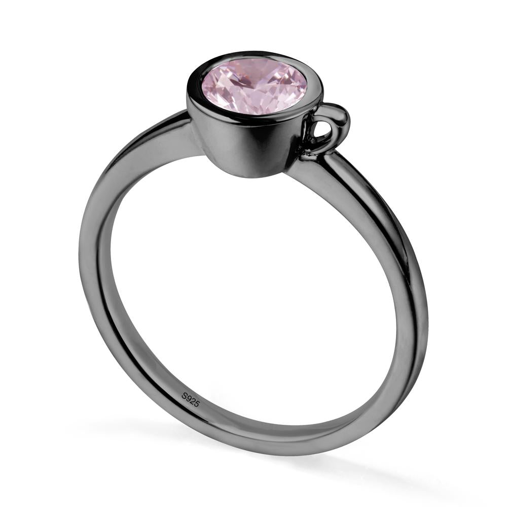 Unique Bezel Solitaire Pink Cubic Zirconia Ring - LUO Jewelry #metal_black finish sterling silver