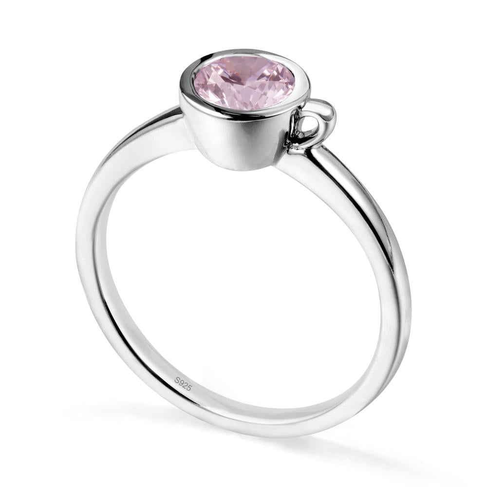 Unique Bezel Solitaire Pink Cubic Zirconia Ring - LUO Jewelry #metal_sterling silver