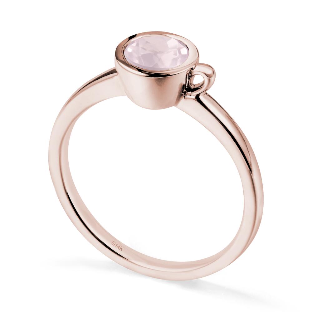 Unique Bezel Solitaire Rose Quartz Ring - LUO Jewelry #metal_14k rose gold
