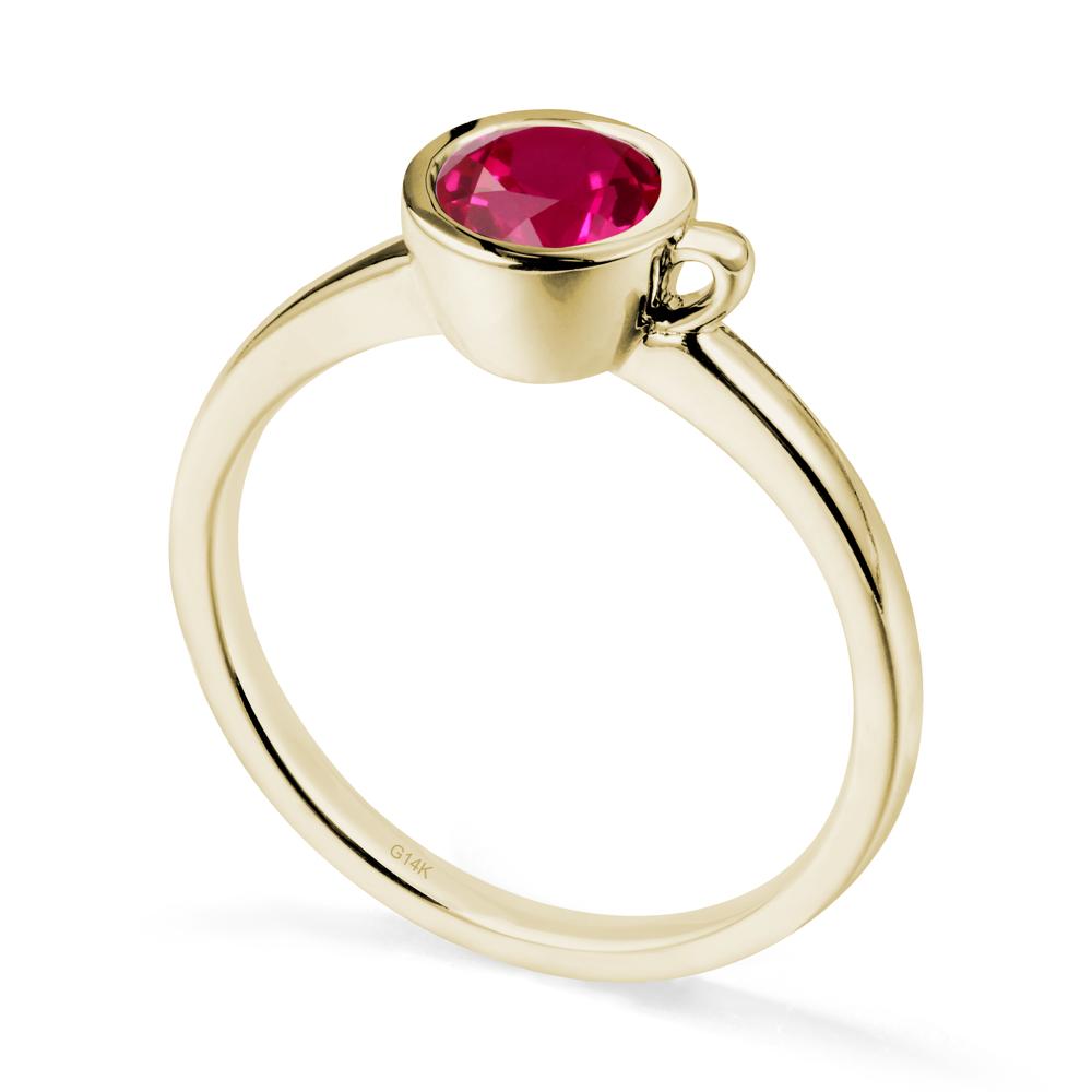Unique Bezel Solitaire Ruby Ring - LUO Jewelry #metal_14k yellow gold