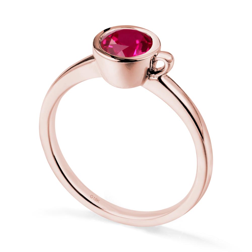 Unique Bezel Solitaire Ruby Ring - LUO Jewelry #metal_18k rose gold