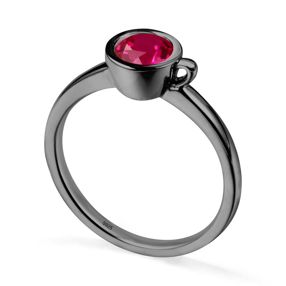Unique Bezel Solitaire Ruby Ring - LUO Jewelry #metal_black finish sterling silver