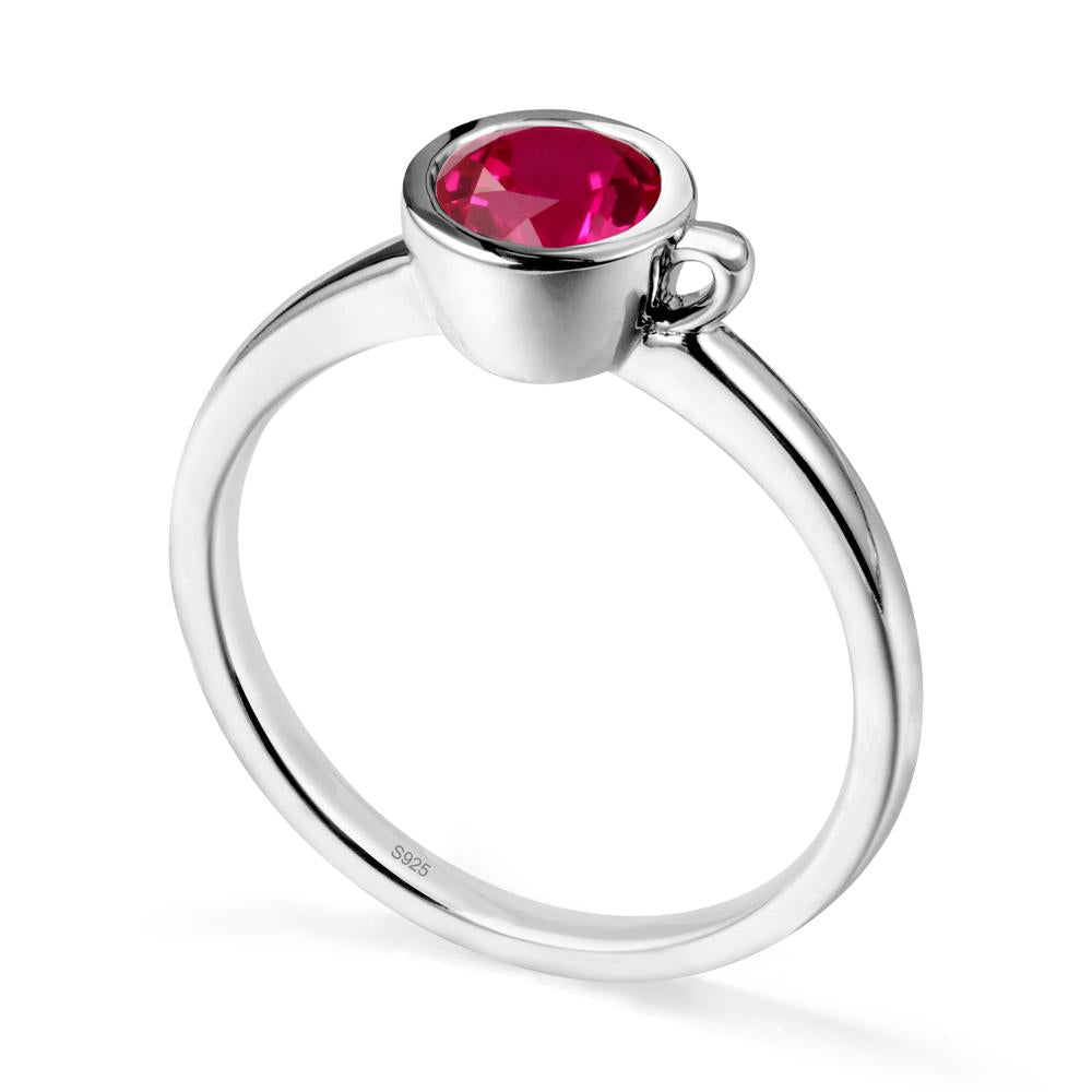 Unique Bezel Solitaire Ruby Ring - LUO Jewelry #metal_sterling silver