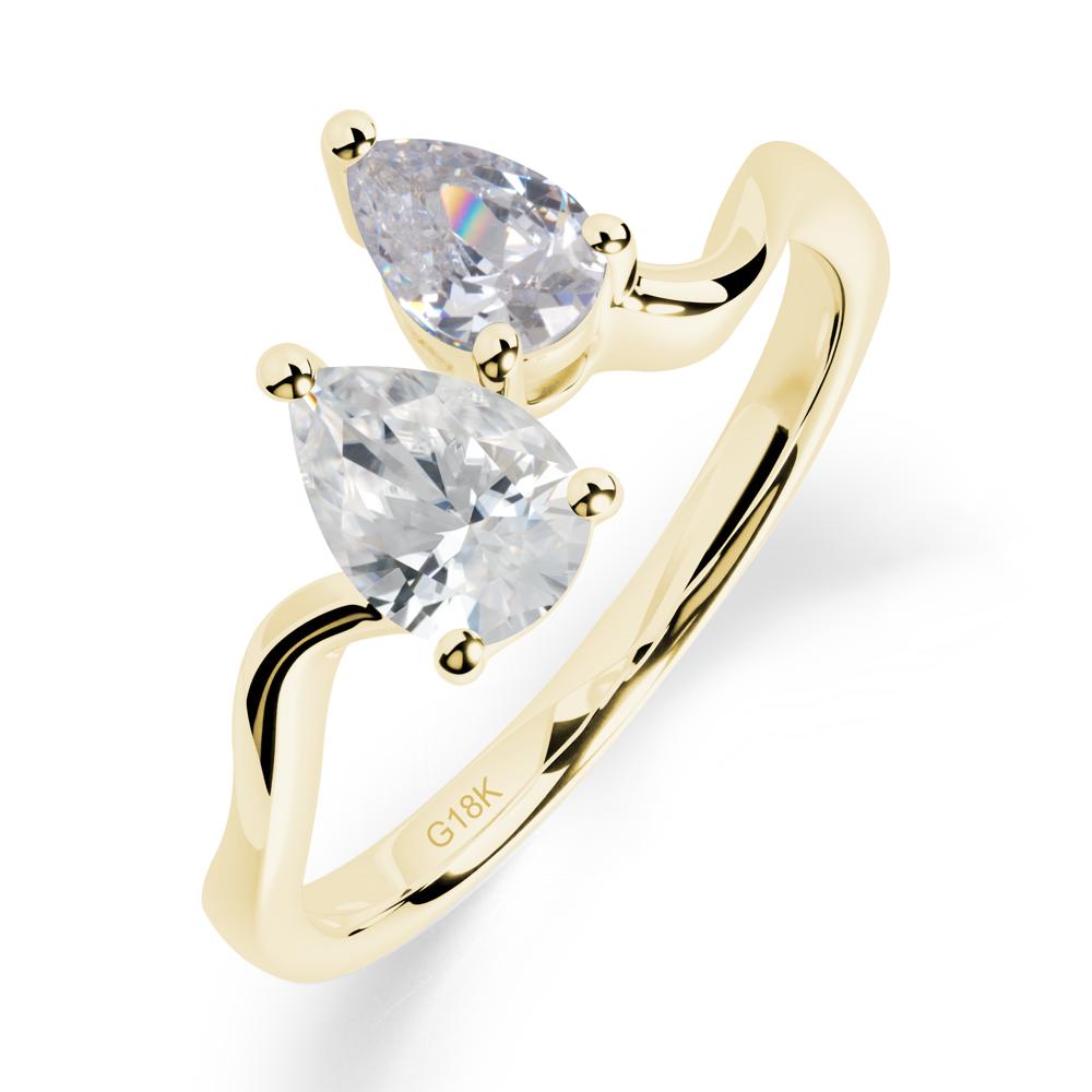 Pear Shaped Cubic Zirconia Toi Et Moi Ring - LUO Jewelry #metal_18k yellow gold