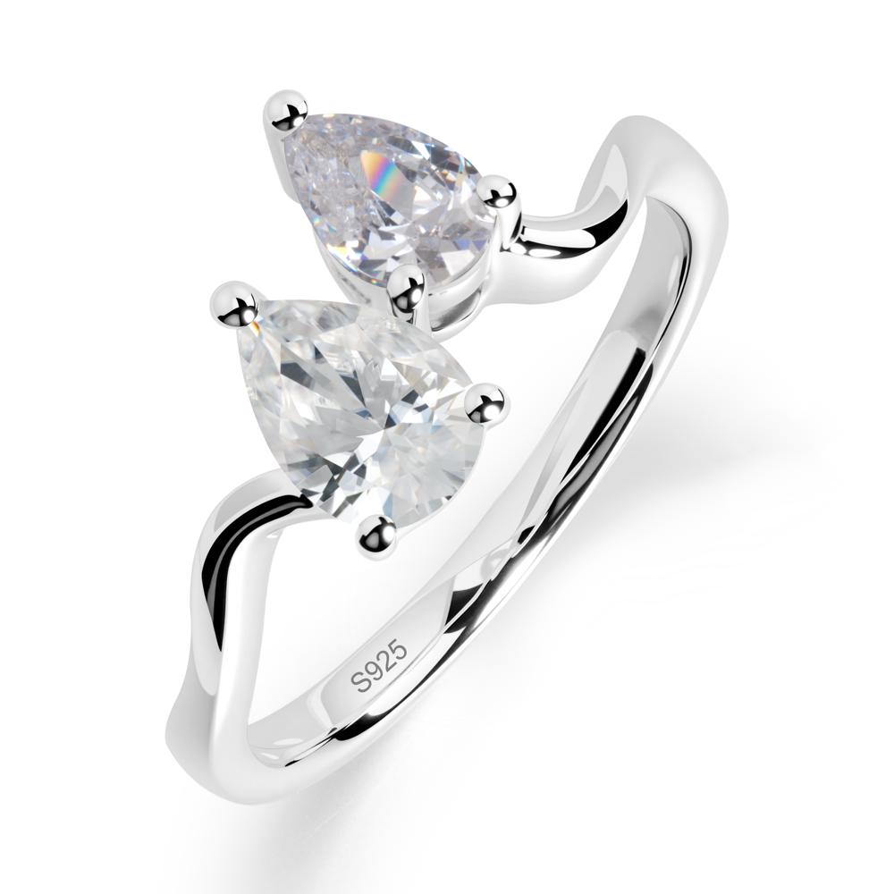 Pear Shaped Cubic Zirconia Toi Et Moi Ring - LUO Jewelry #metal_sterling silver