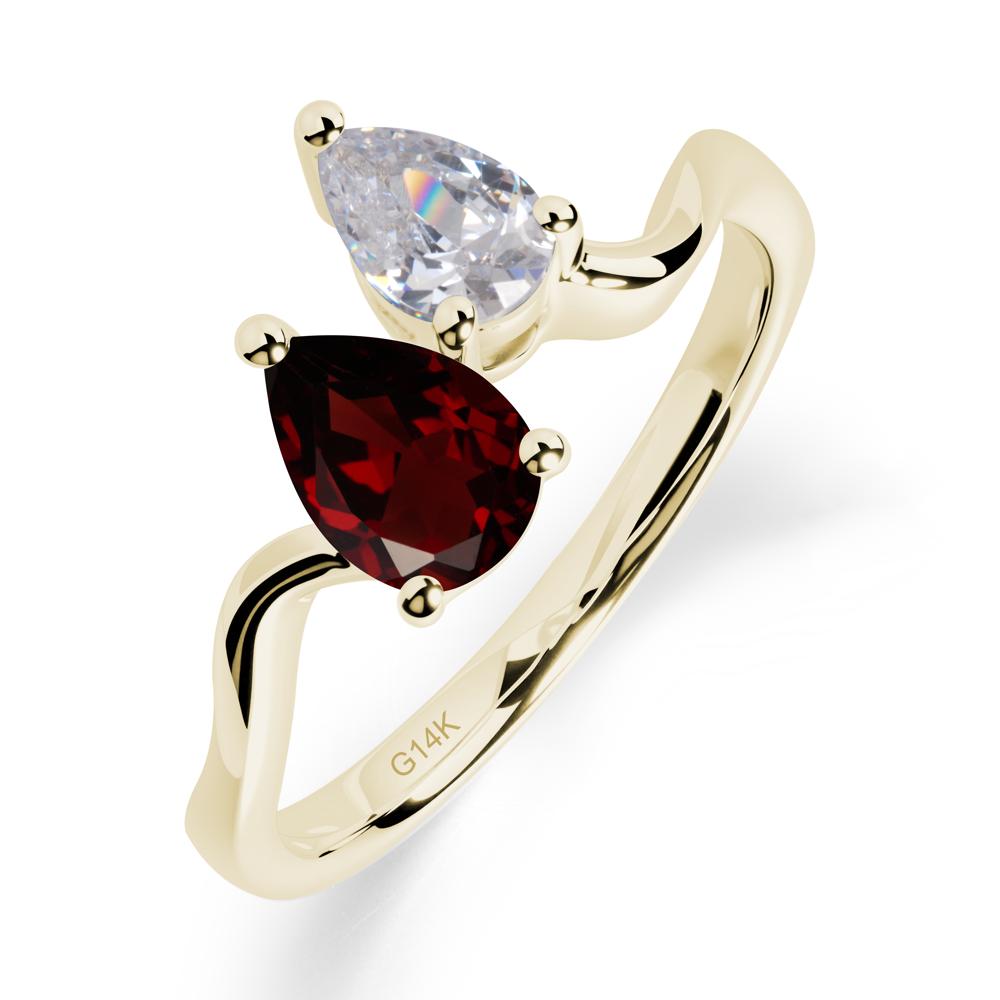 Pear Shaped Garnet Toi Et Moi Ring - LUO Jewelry #metal_14k yellow gold