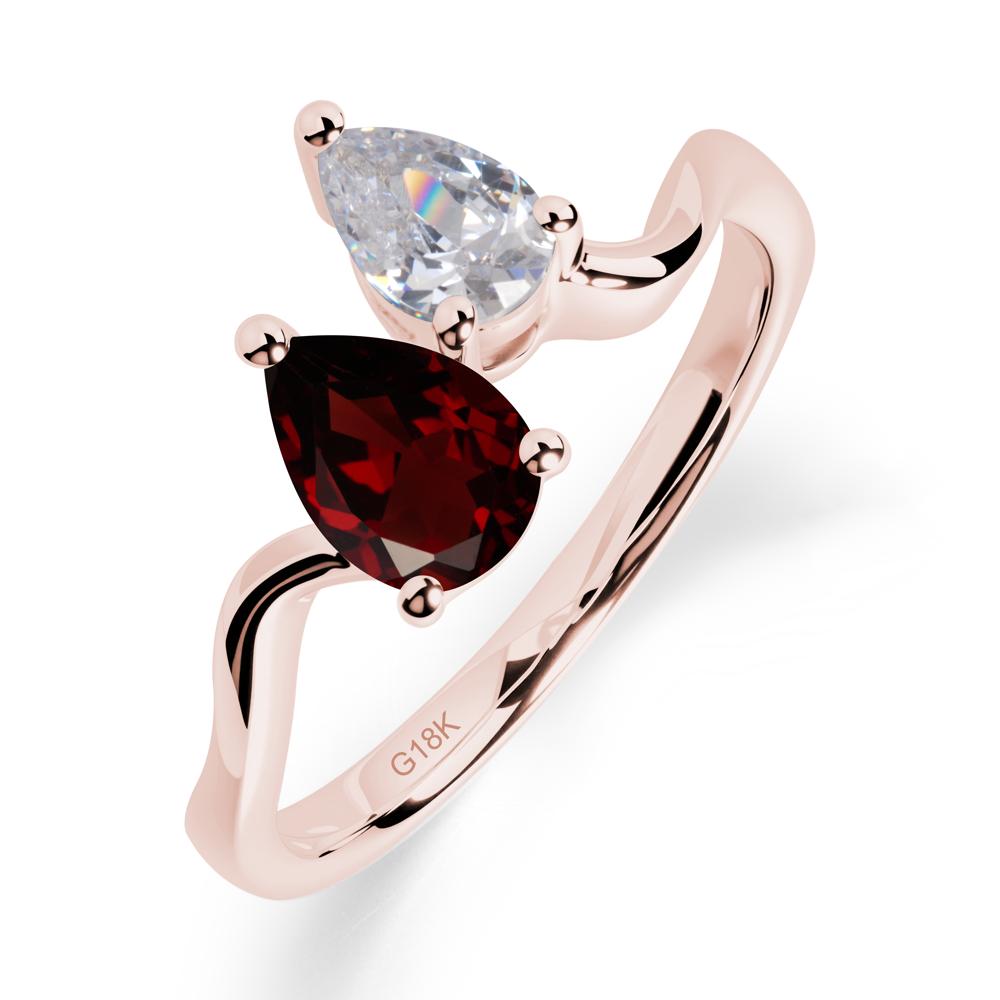 Pear Shaped Garnet Toi Et Moi Ring - LUO Jewelry #metal_18k rose gold