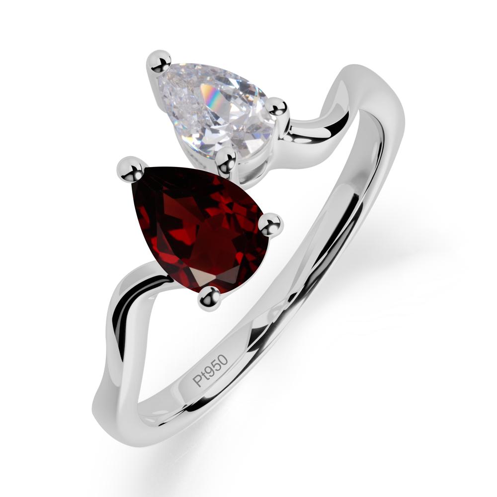 Pear Shaped Garnet Toi Et Moi Ring - LUO Jewelry #metal_platinum