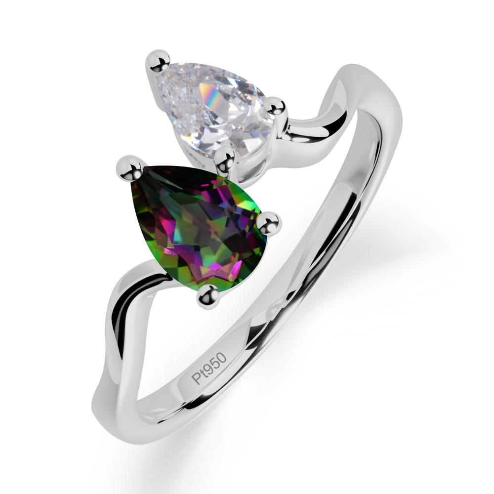 Pear Shaped Mystic Topaz Toi Et Moi Ring - LUO Jewelry #metal_platinum