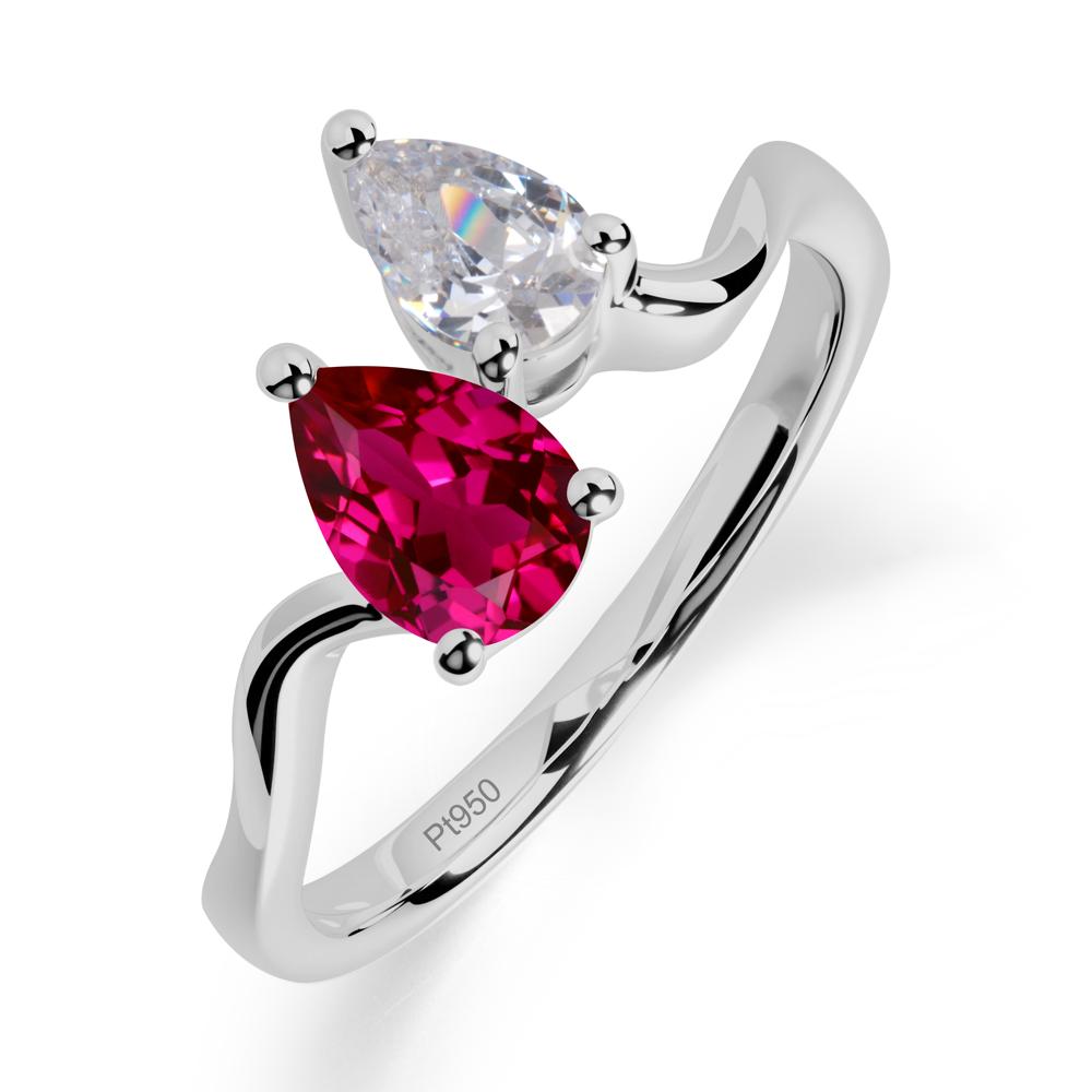 Pear Shaped Ruby Toi Et Moi Ring - LUO Jewelry #metal_platinum