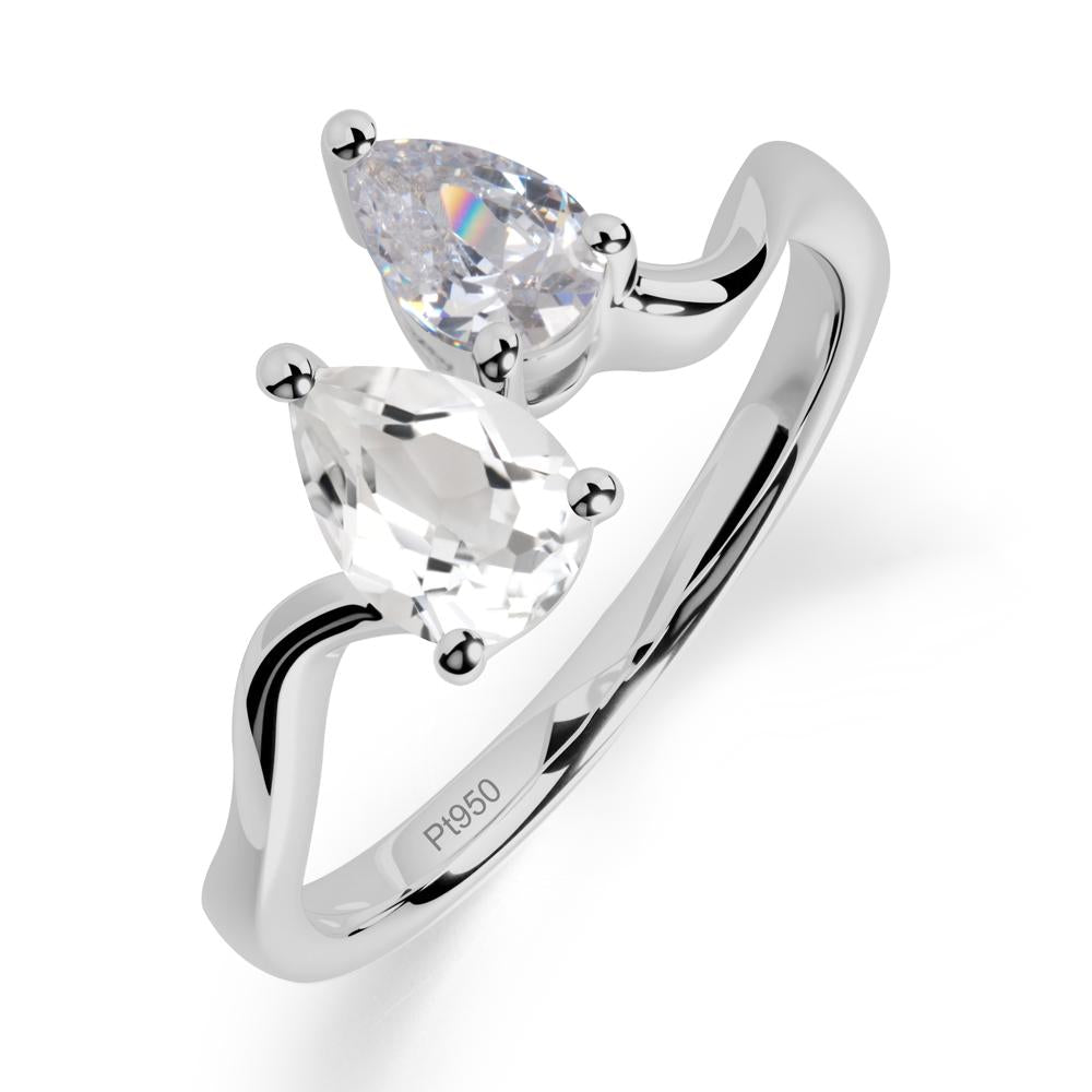 Pear Shaped White Topaz Toi Et Moi Ring - LUO Jewelry #metal_platinum
