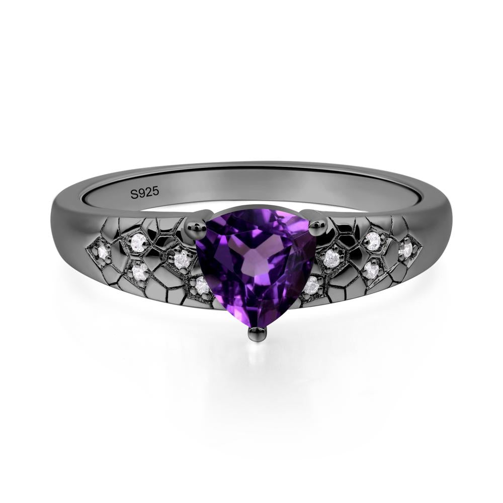 Amethyst Cracked Ring - LUO Jewelry #metal_black finish sterling silver