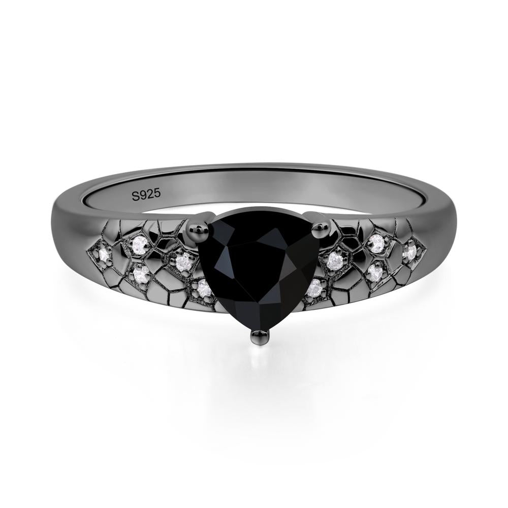 Black Spinel Cracked Ring - LUO Jewelry #metal_black finish sterling silver